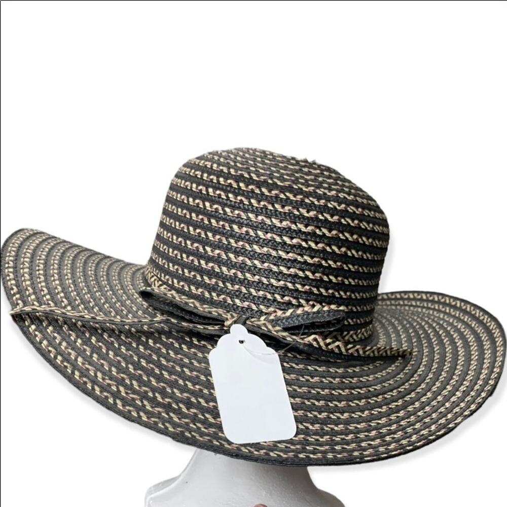 Jacobson Black and Brown Straw Sun Hat